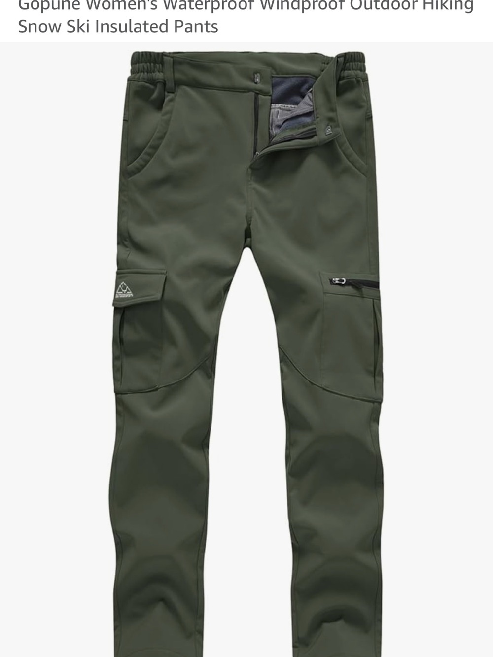Women's Olive Green Outdoor Boot-Cut Snowboarding/Hunting/Hiking Pants